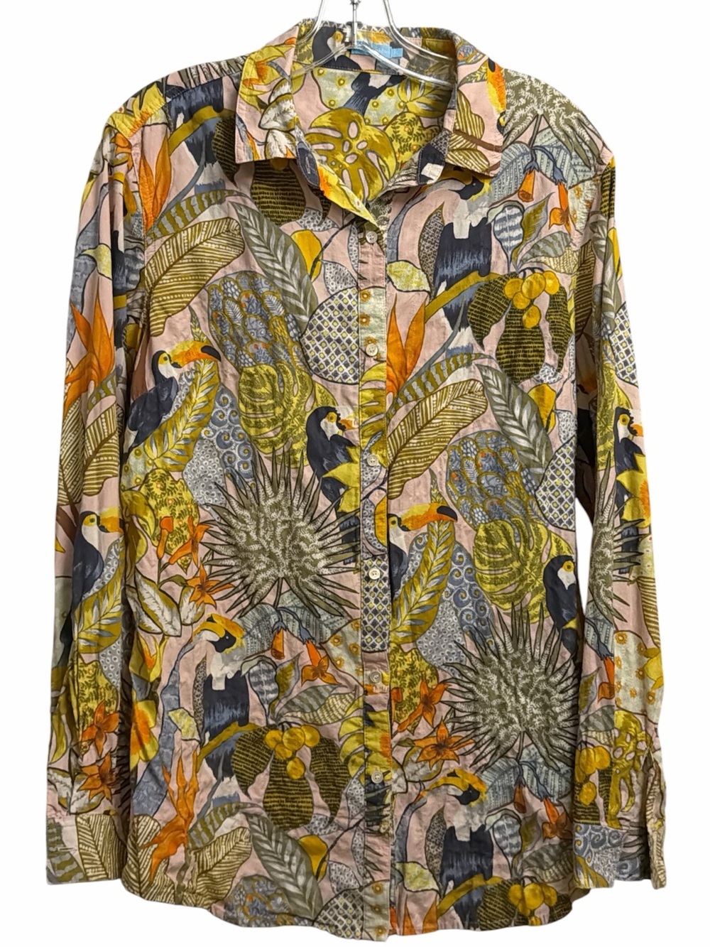J. McLaughlin Multicolor Tropical-Print Button-Down Shirt
